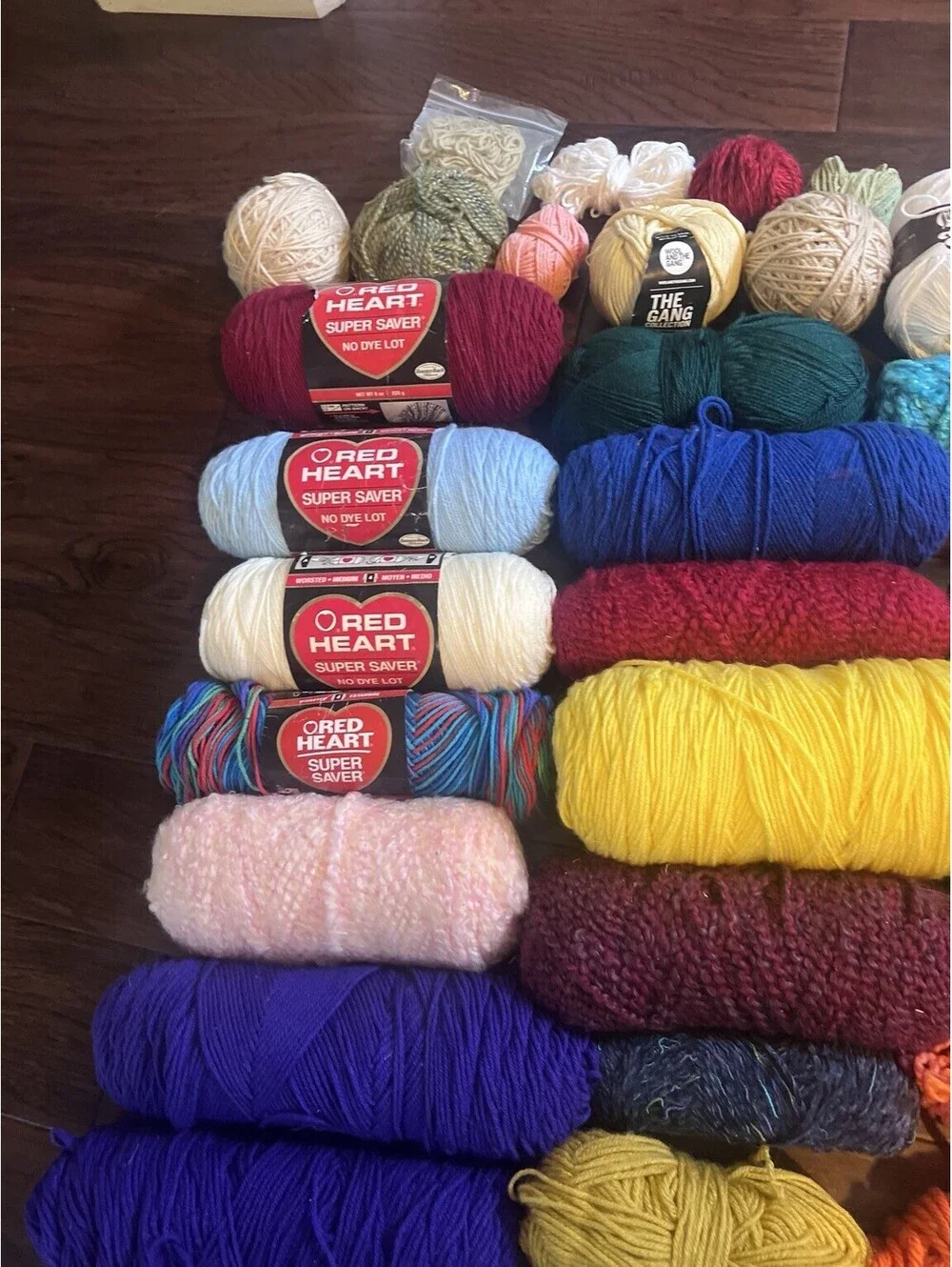 Large Mixed Yarn Lot 30+ Skeins Balls Red Heart Sugar’n Cream Craft Crochet